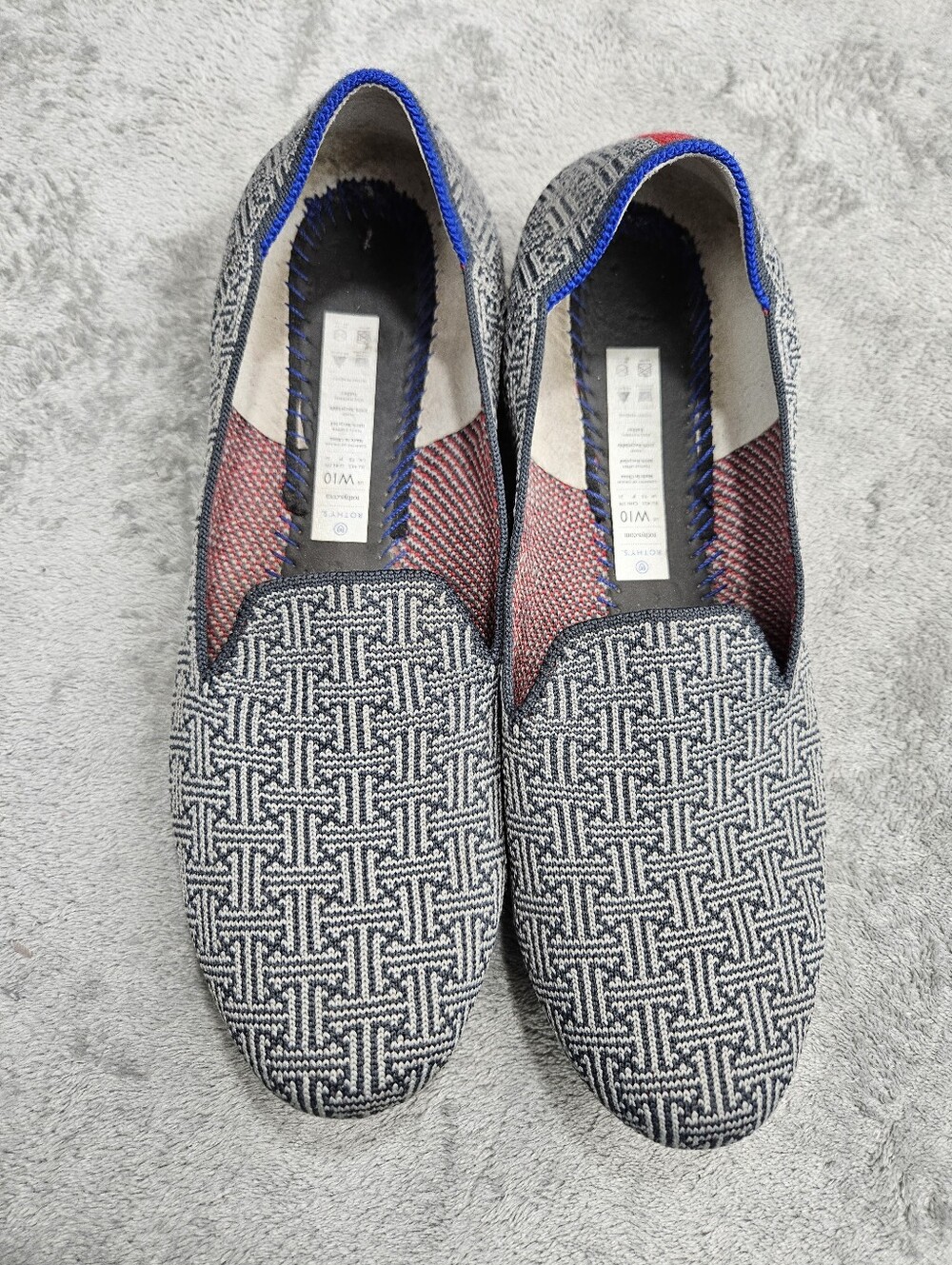 Rothy's Charcoal Grid Loafers – Women's Size W10 Missing Insoles – Great Cond